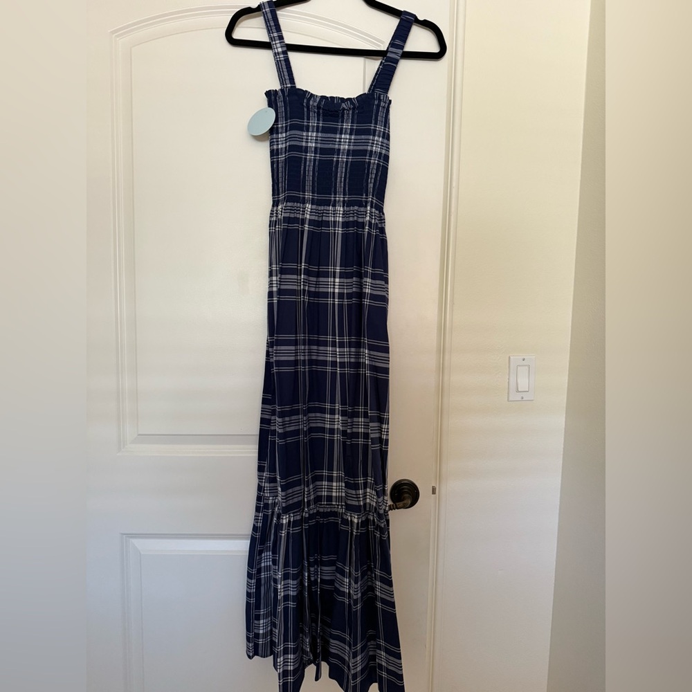 Hill House Navy and White Plaid Maxi Dress. Anjuli style. size S. NWT.